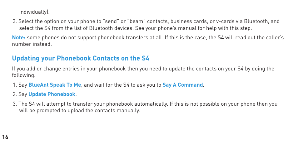 BlueAnt S4 True Handsfree User Manual | Page 16 / 32