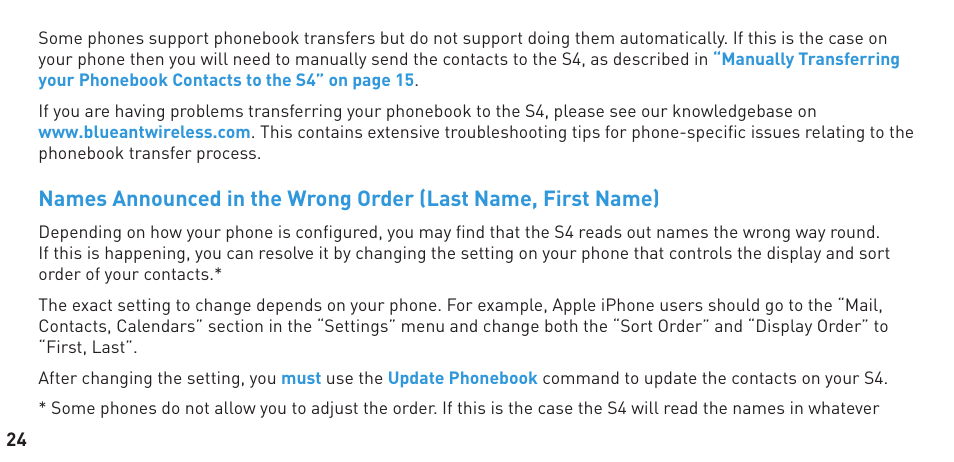 BlueAnt S4 True Handsfree User Manual | Page 24 / 32