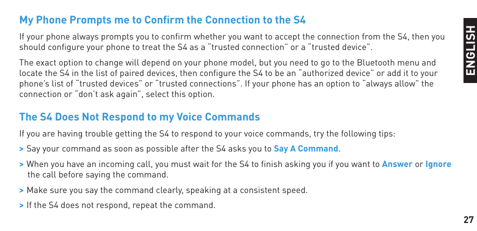 BlueAnt S4 True Handsfree User Manual | Page 27 / 32