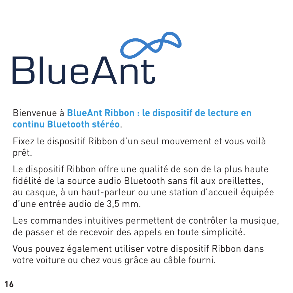 BlueAnt RIBBON Stereo Bluetooth Streamer User Manual | Page 16 / 48