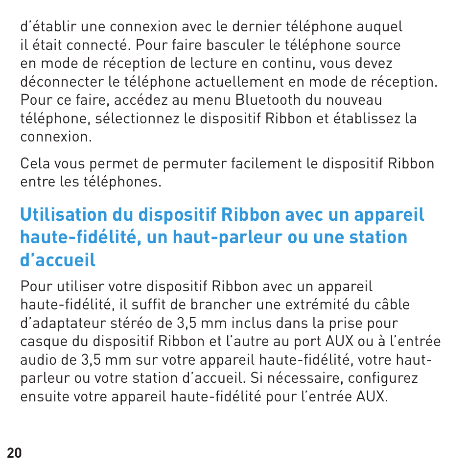 BlueAnt RIBBON Stereo Bluetooth Streamer User Manual | Page 20 / 48