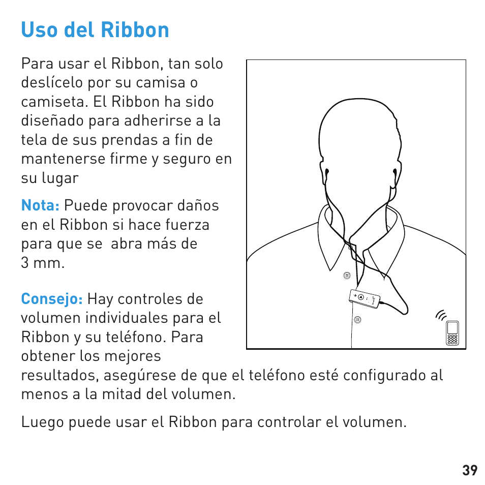Uso del ribbon | BlueAnt RIBBON Stereo Bluetooth Streamer User Manual | Page 39 / 48