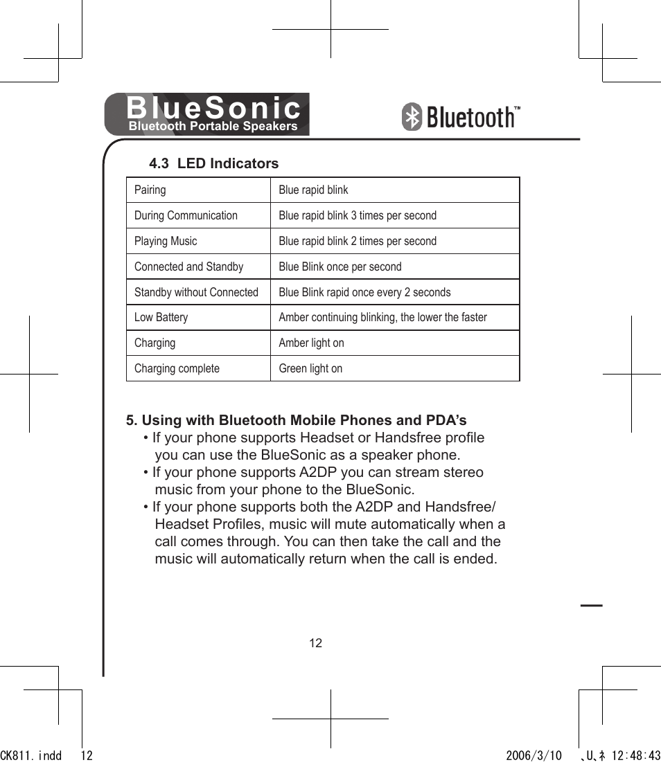 Bluesonic | BlueAnt Bluesonic Bluetooth Portable Speakers User Manual | Page 12 / 40
