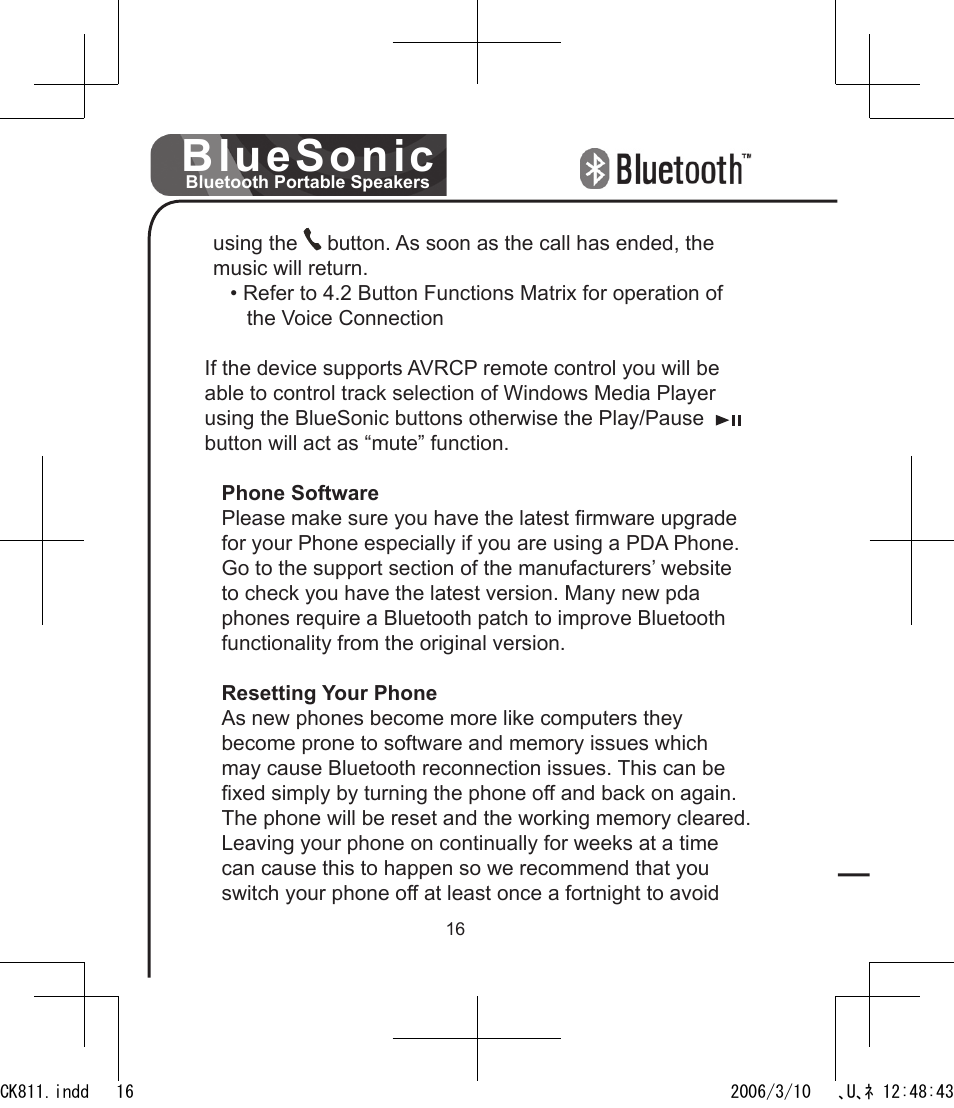Bluesonic | BlueAnt Bluesonic Bluetooth Portable Speakers User Manual | Page 16 / 40