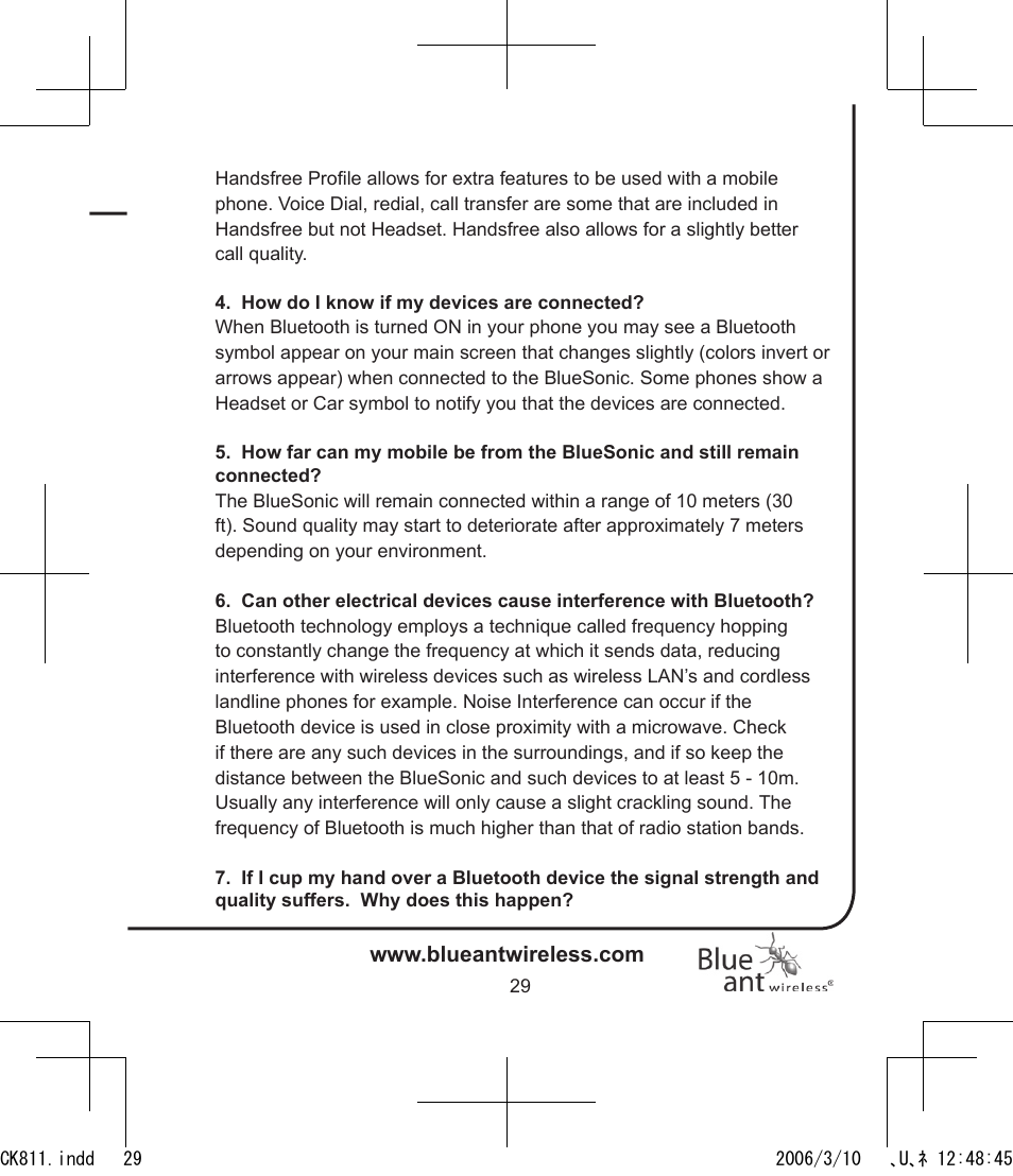 BlueAnt Bluesonic Bluetooth Portable Speakers User Manual | Page 29 / 40