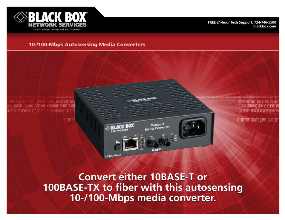 Black Box 100BASE-TX User Manual | 3 pages