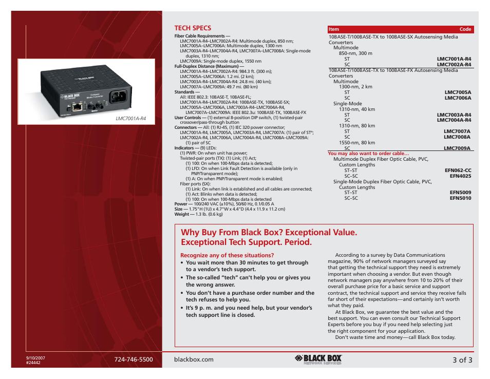 3 of 3, Tech specs | Black Box 100BASE-TX User Manual | Page 3 / 3