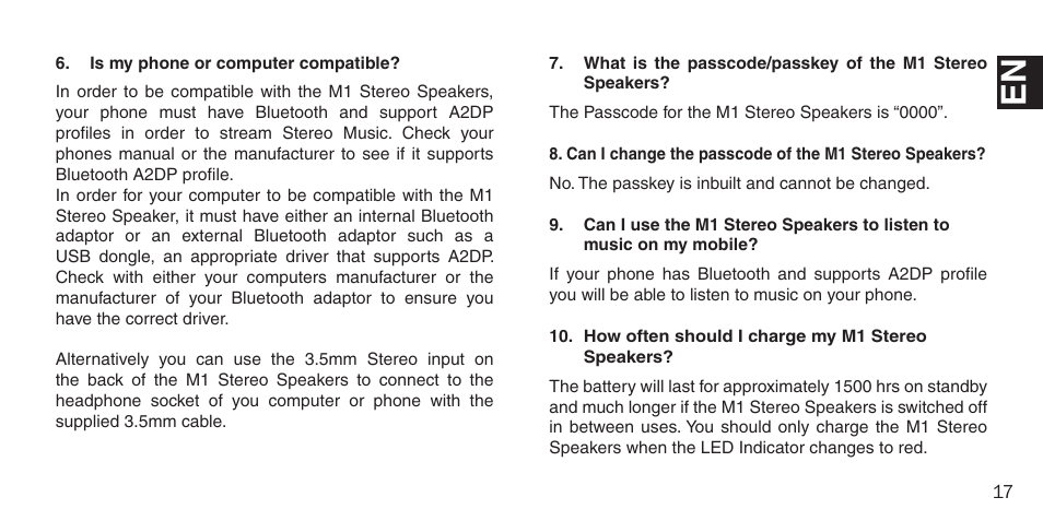 BlueAnt M1 Stereo Speakers User Manual | Page 17 / 48