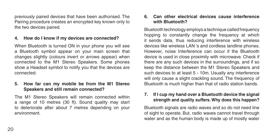BlueAnt M1 Stereo Speakers User Manual | Page 20 / 48