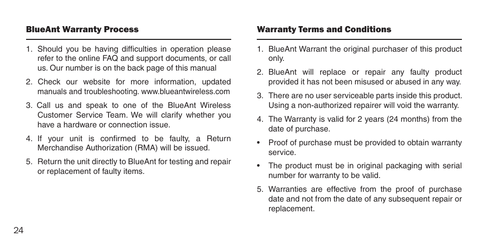 BlueAnt M1 Stereo Speakers User Manual | Page 24 / 48