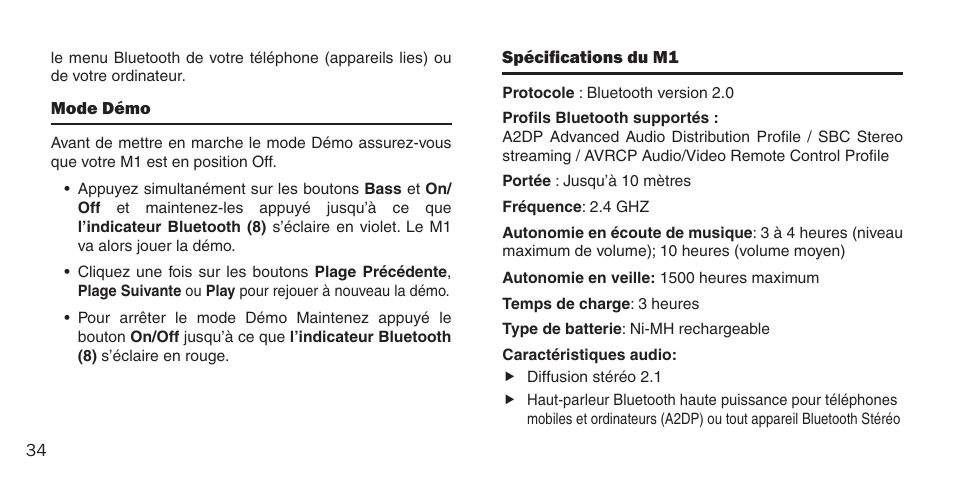 BlueAnt M1 Stereo Speakers User Manual | Page 34 / 48
