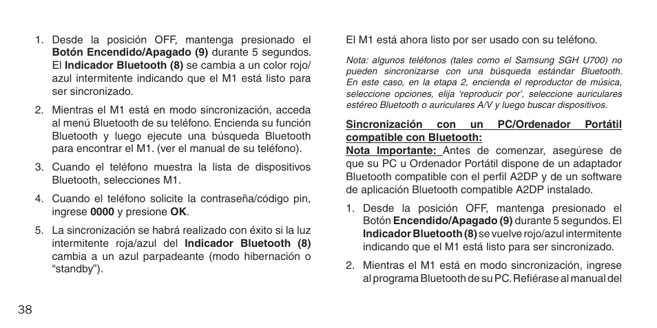 BlueAnt M1 Stereo Speakers User Manual | Page 38 / 48