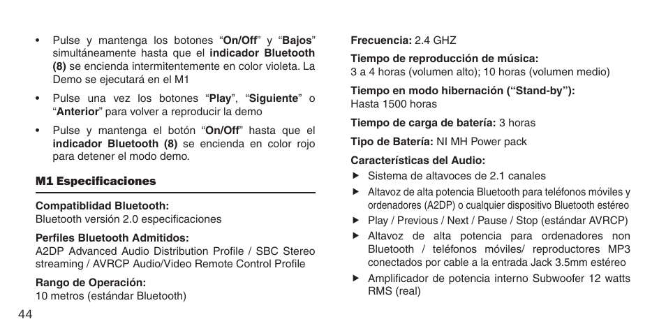 BlueAnt M1 Stereo Speakers User Manual | Page 44 / 48