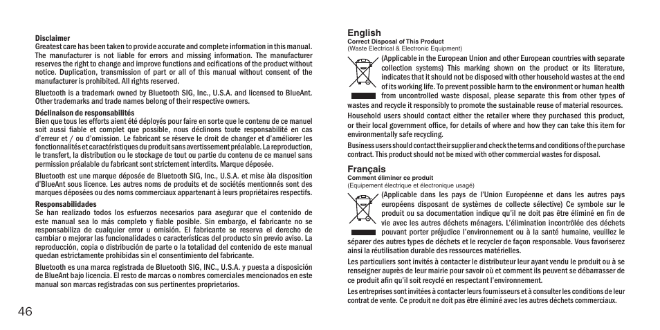 BlueAnt M1 Stereo Speakers User Manual | Page 46 / 48