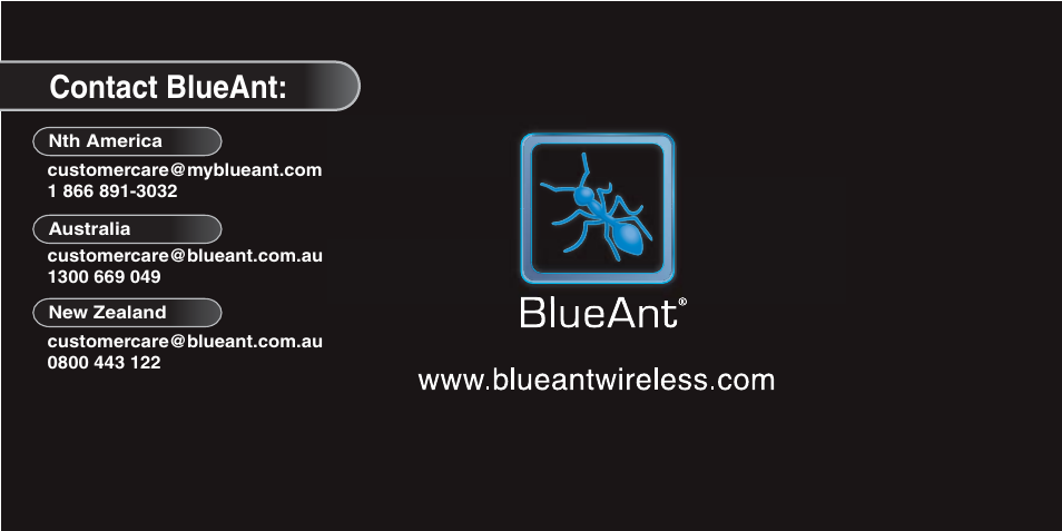 Contact blueant | BlueAnt M1 Stereo Speakers User Manual | Page 48 / 48