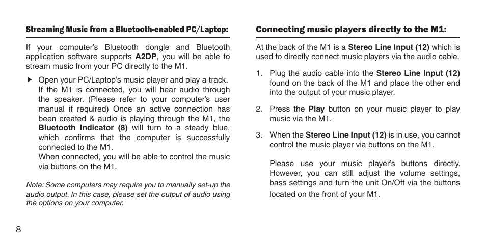 BlueAnt M1 Stereo Speakers User Manual | Page 8 / 48