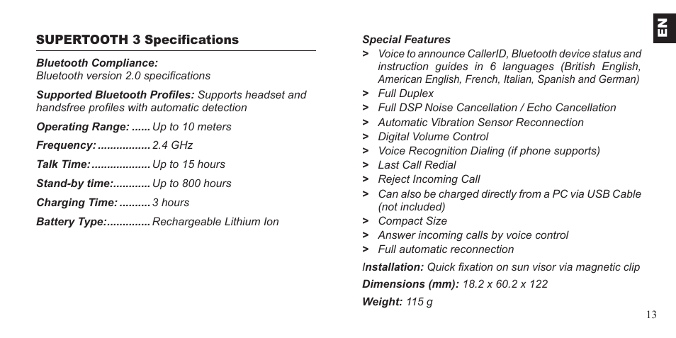 BlueAnt Supertooth 3 Handsfree User Manual | Page 13 / 48