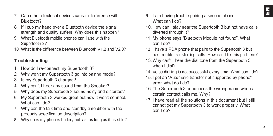 BlueAnt Supertooth 3 Handsfree User Manual | Page 15 / 48