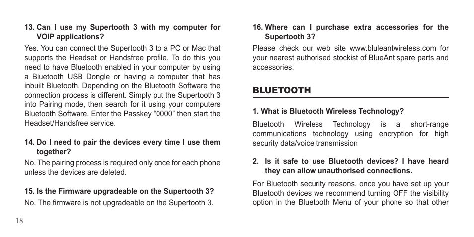 BlueAnt Supertooth 3 Handsfree User Manual | Page 18 / 48