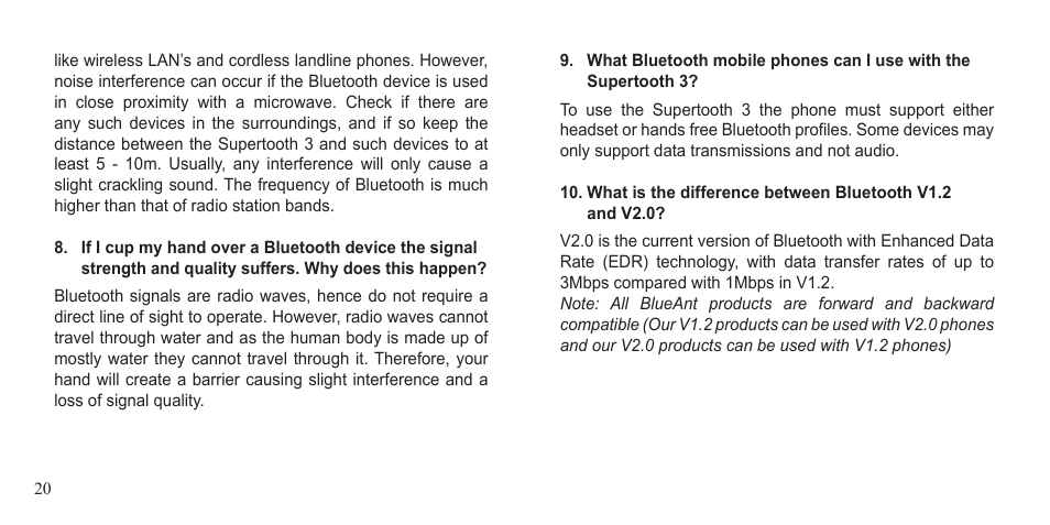 BlueAnt Supertooth 3 Handsfree User Manual | Page 20 / 48