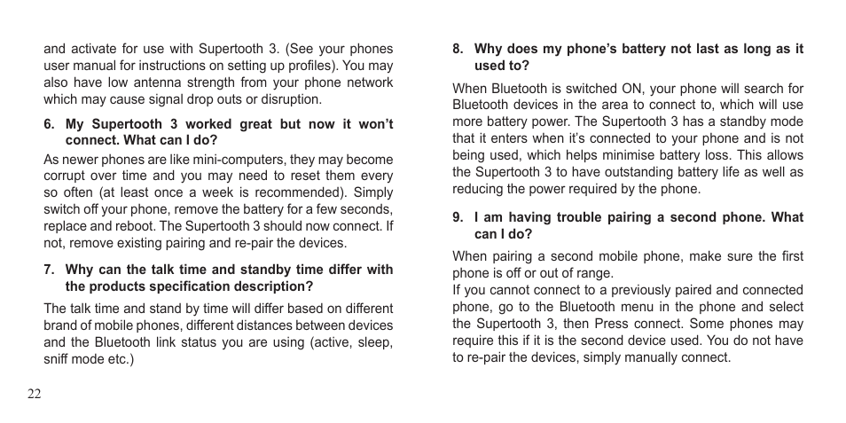 BlueAnt Supertooth 3 Handsfree User Manual | Page 22 / 48