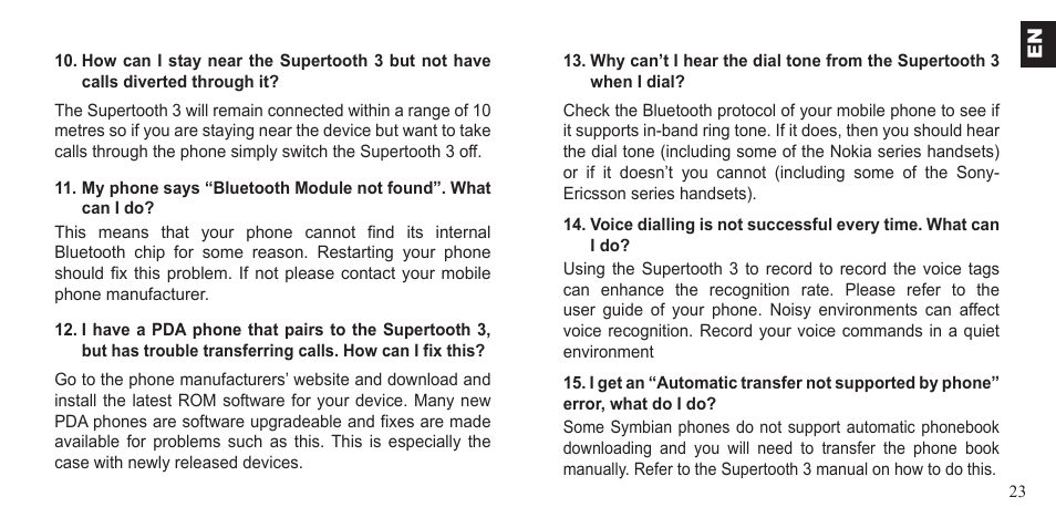 BlueAnt Supertooth 3 Handsfree User Manual | Page 23 / 48