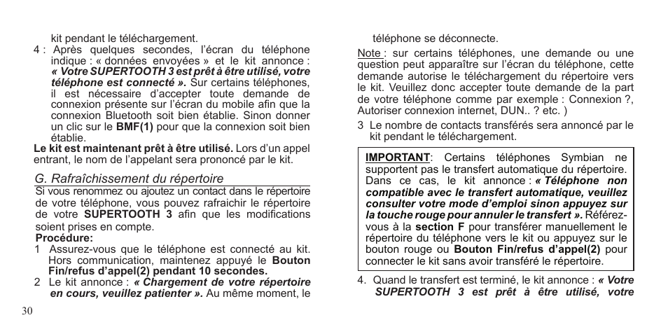 BlueAnt Supertooth 3 Handsfree User Manual | Page 30 / 48