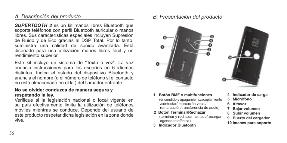 BlueAnt Supertooth 3 Handsfree User Manual | Page 36 / 48