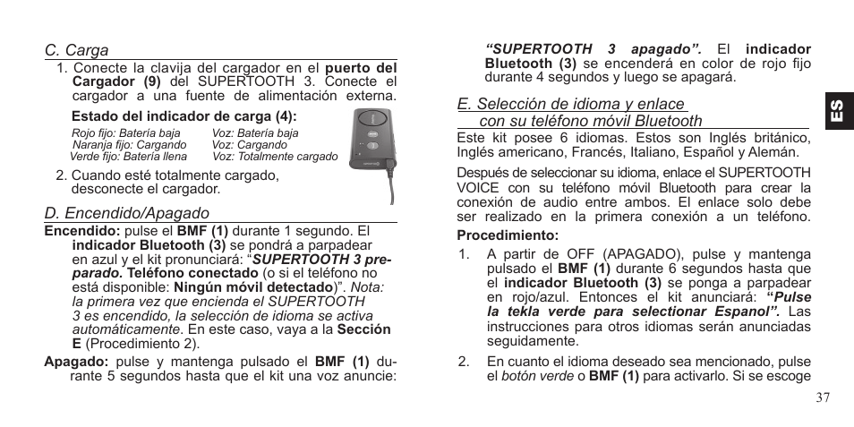 BlueAnt Supertooth 3 Handsfree User Manual | Page 37 / 48