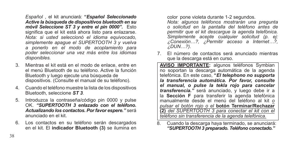 BlueAnt Supertooth 3 Handsfree User Manual | Page 38 / 48