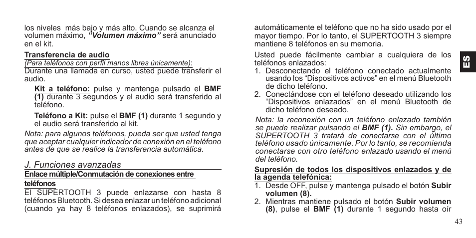 BlueAnt Supertooth 3 Handsfree User Manual | Page 43 / 48