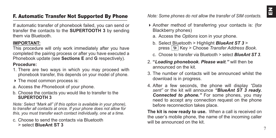 BlueAnt Supertooth 3 Handsfree User Manual | Page 7 / 48