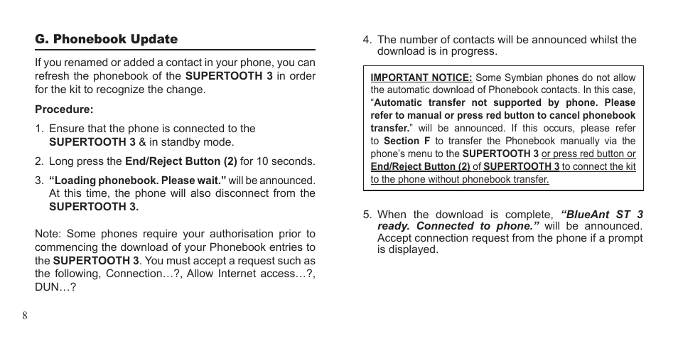 BlueAnt Supertooth 3 Handsfree User Manual | Page 8 / 48