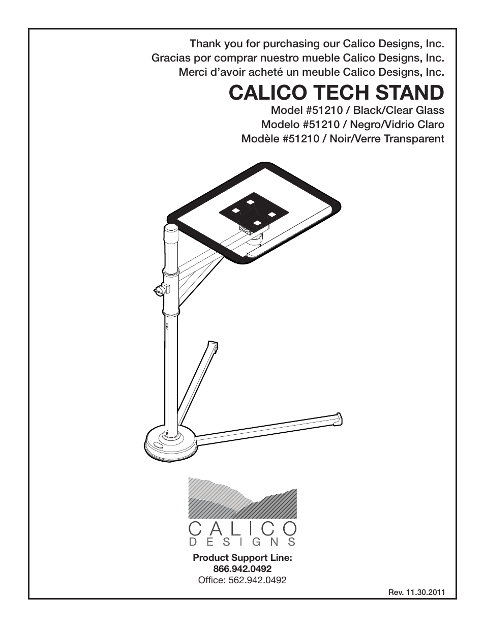 Calico Designs Calico Tech Stand with Glass User Manual | 9 pages