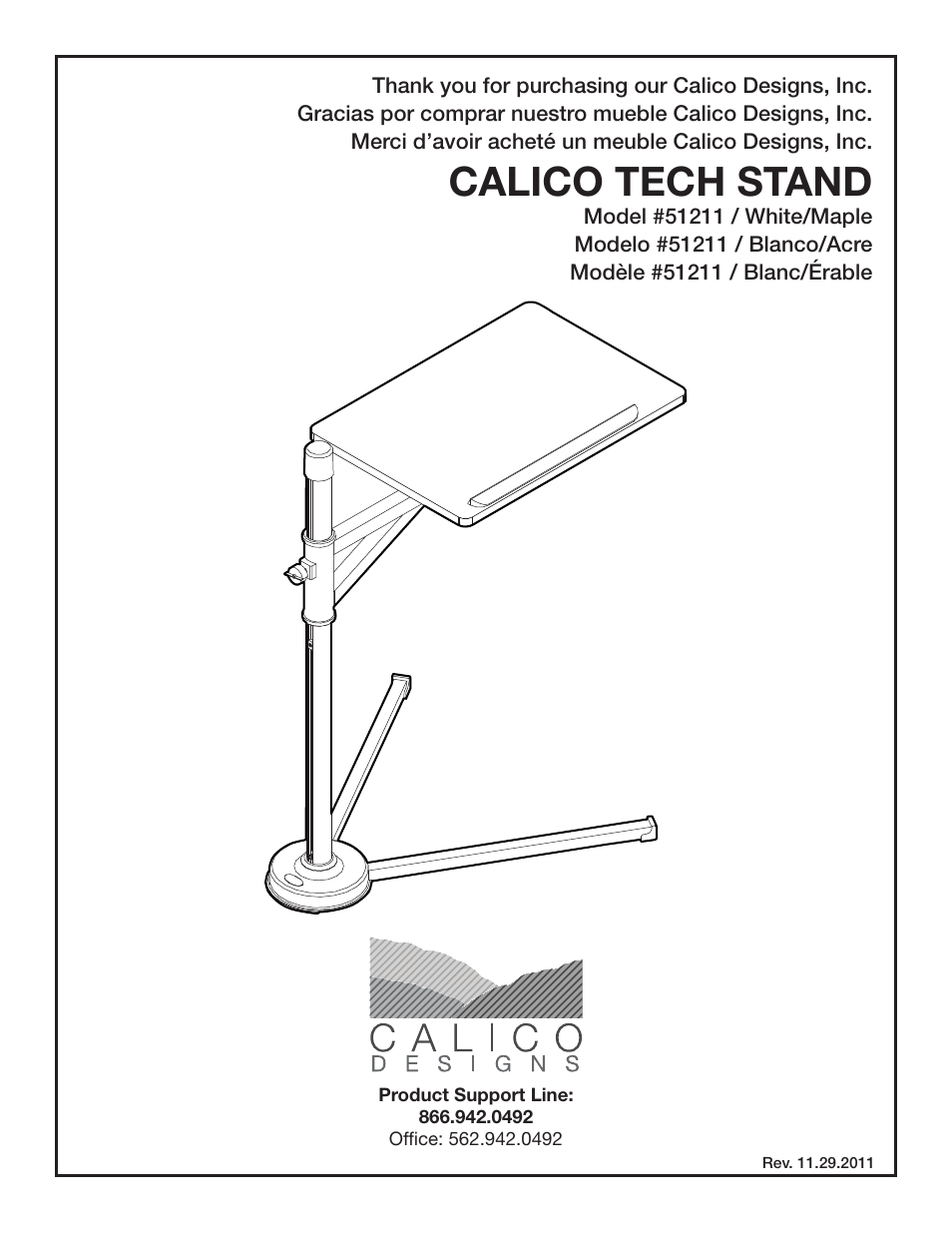 Calico Designs Calico Tech Stand with Wood User Manual | 9 pages