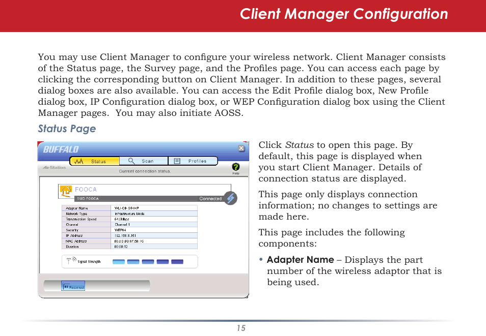 Client manager configuration | Black Box WLI-CB-G54S User Manual | Page 15 / 41