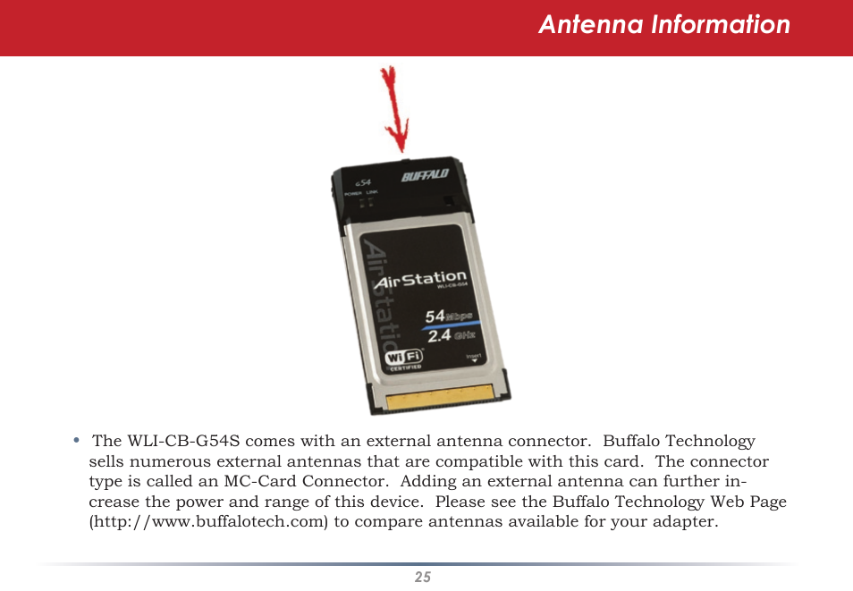 Antenna information | Black Box WLI-CB-G54S User Manual | Page 25 / 41