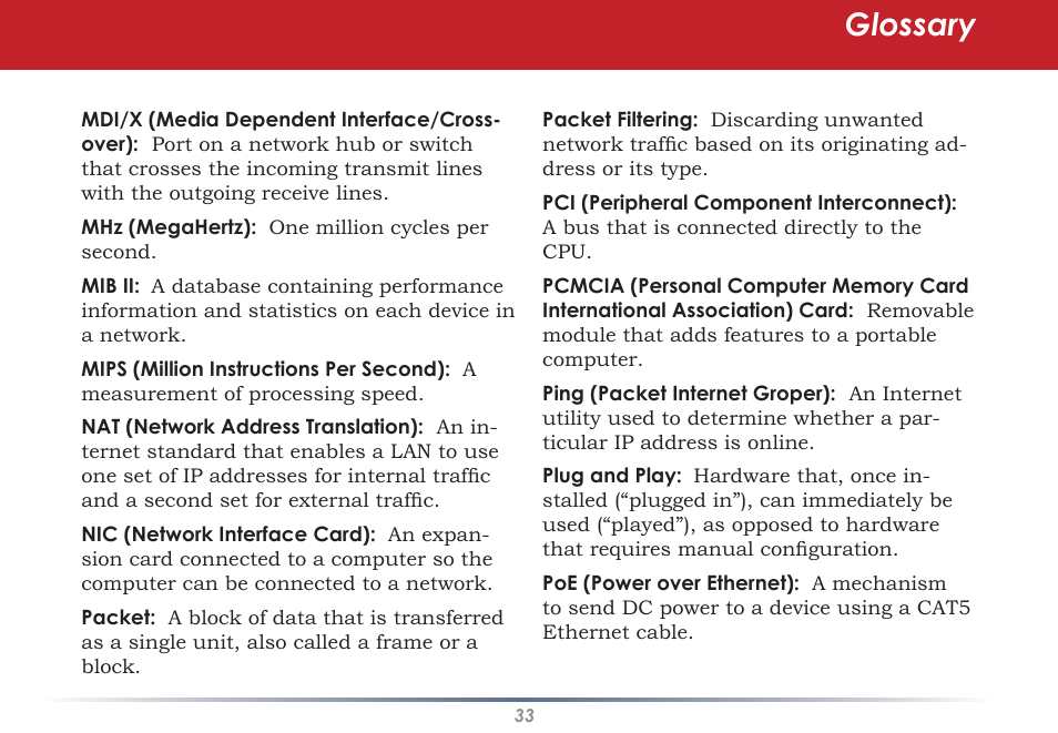 Glossary | Black Box WLI-CB-G54S User Manual | Page 33 / 41
