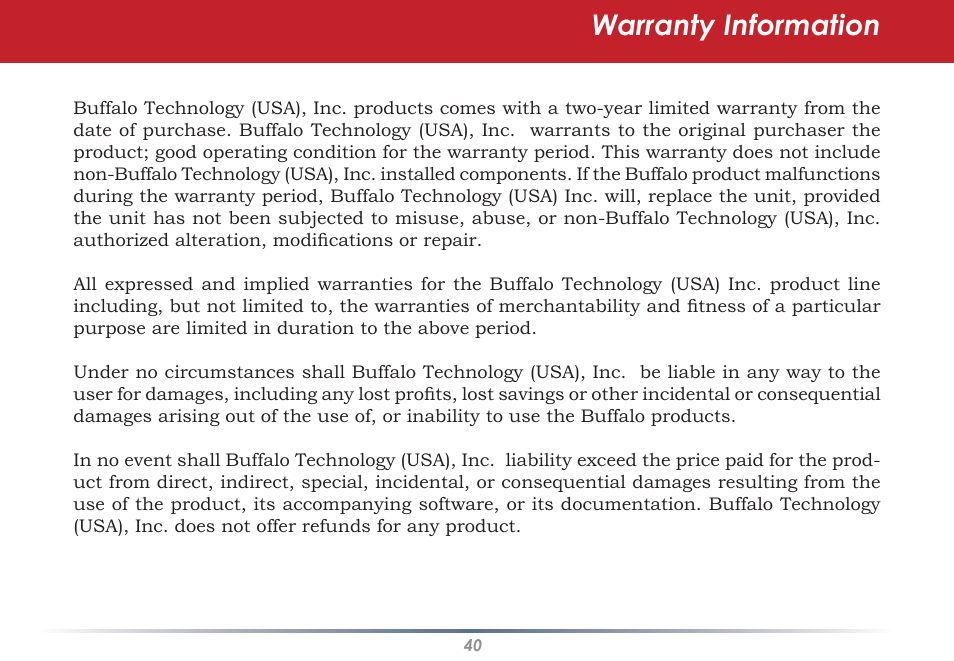 Warranty information | Black Box WLI-CB-G54S User Manual | Page 40 / 41