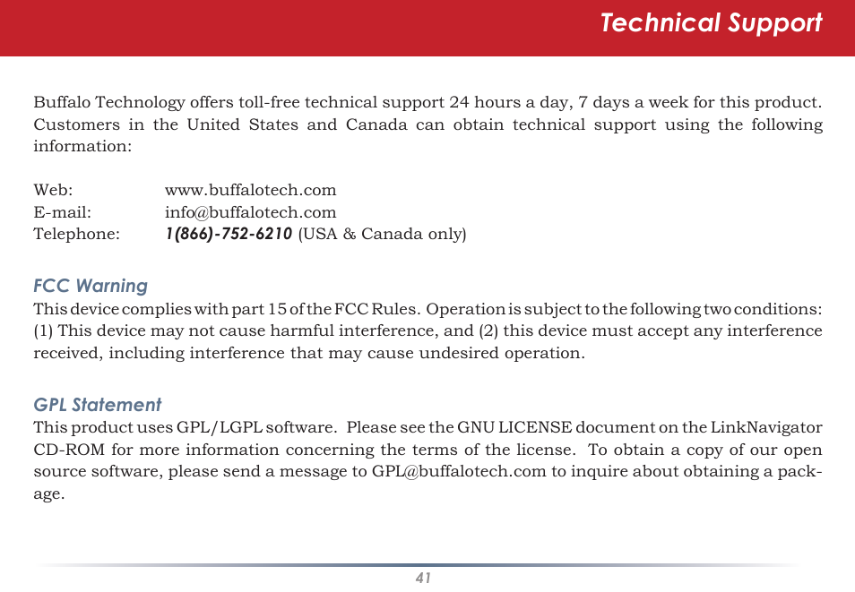 Technical support | Black Box WLI-CB-G54S User Manual | Page 41 / 41