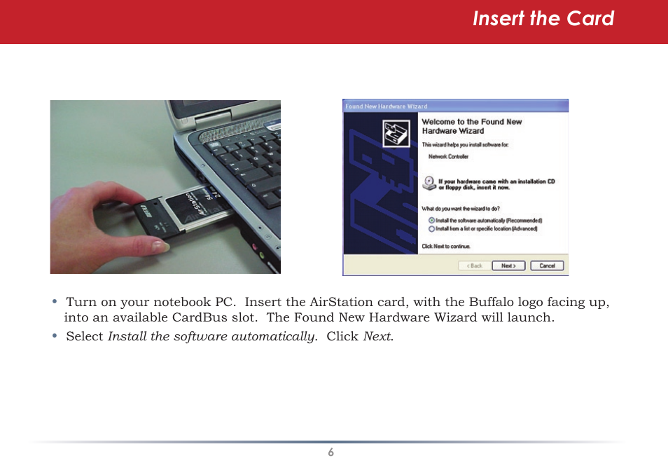 Insert the card | Black Box WLI-CB-G54S User Manual | Page 6 / 41