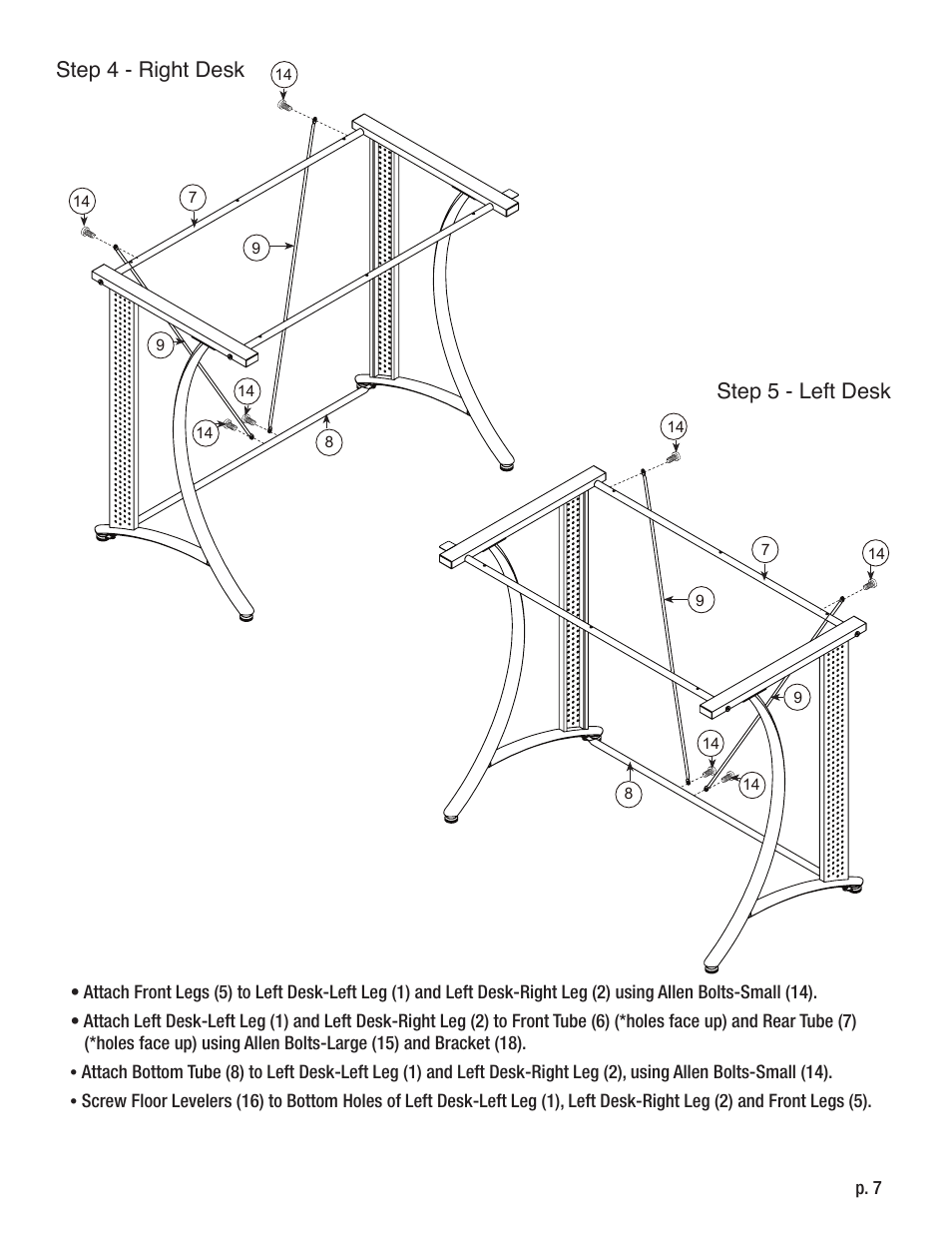 Step 4 - right desk step 5 - left desk | Calico Designs Monterey LS User Manual | Page 7 / 9