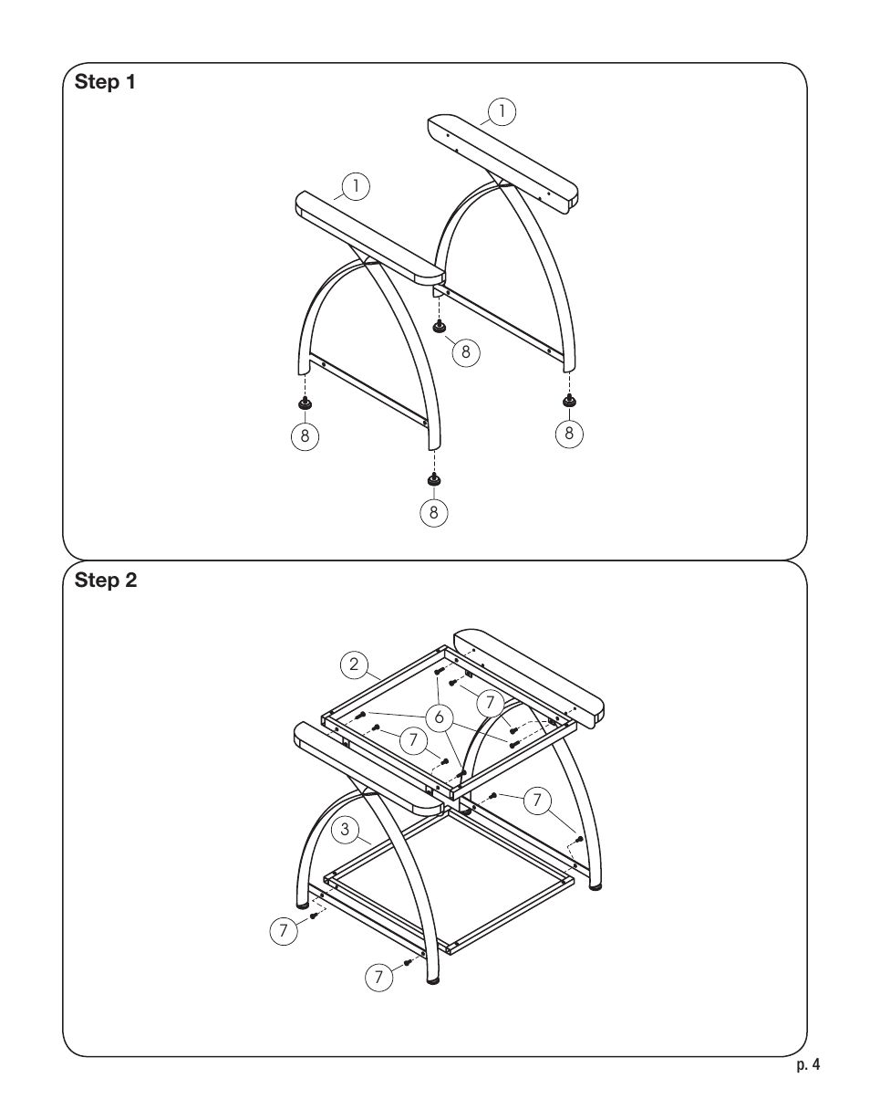 Step 1, Step 2 | Calico Designs Futura End Table User Manual | Page 4 / 6