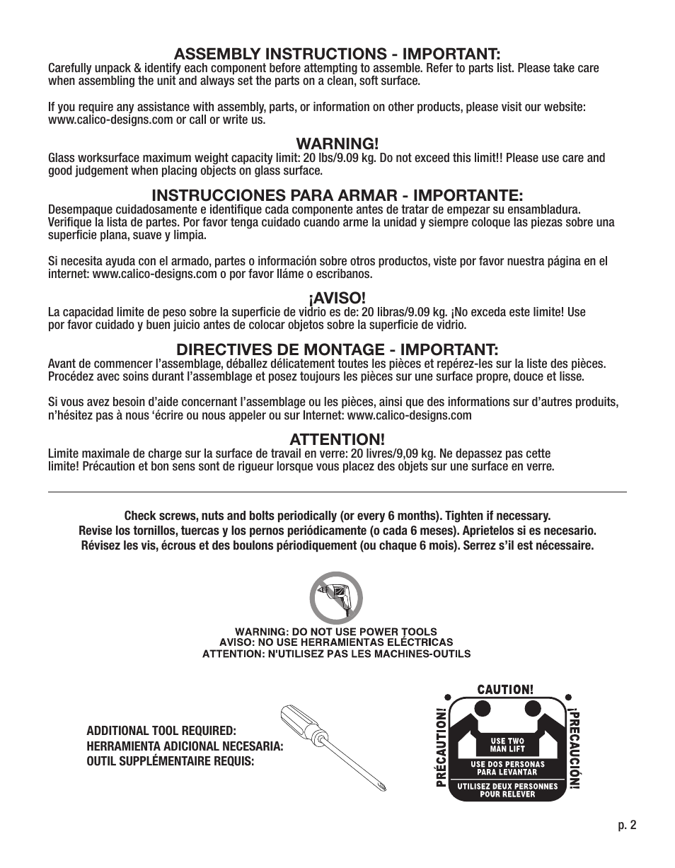 Calico Designs Office Line II 2 Tier Bookshelf User Manual | Page 2 / 6