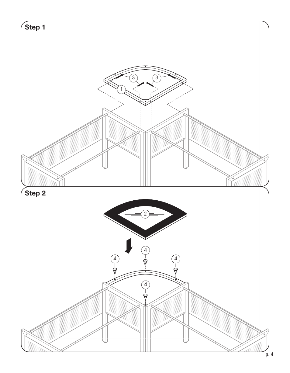 Step 1, Step 2 | Calico Designs Office Line II Corner Connector User Manual | Page 4 / 5