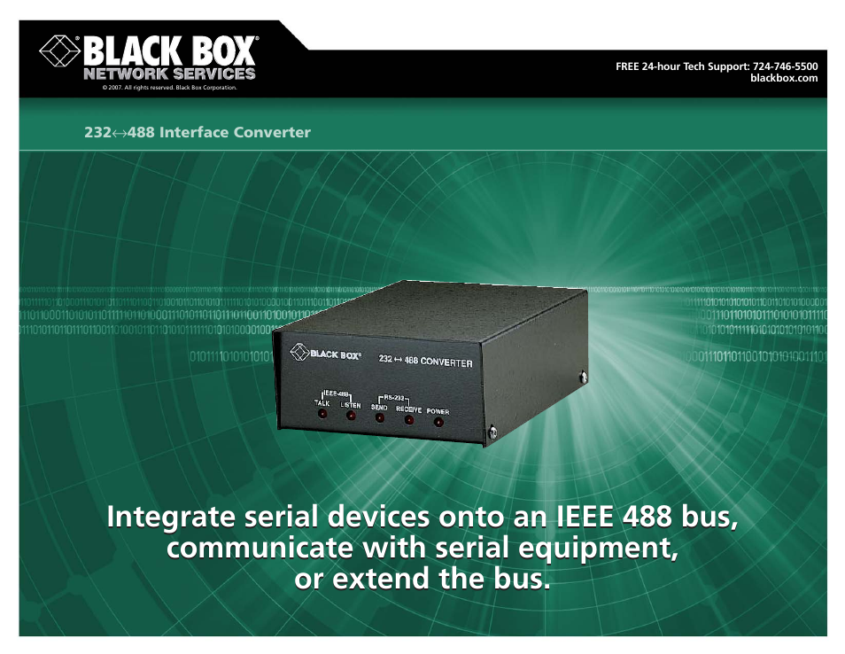 Black Box 232<->488 Converter IC026A-R3 User Manual | 4 pages