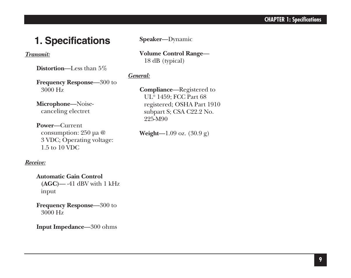 Specifications | Black Box HS201A User Manual | Page 10 / 21