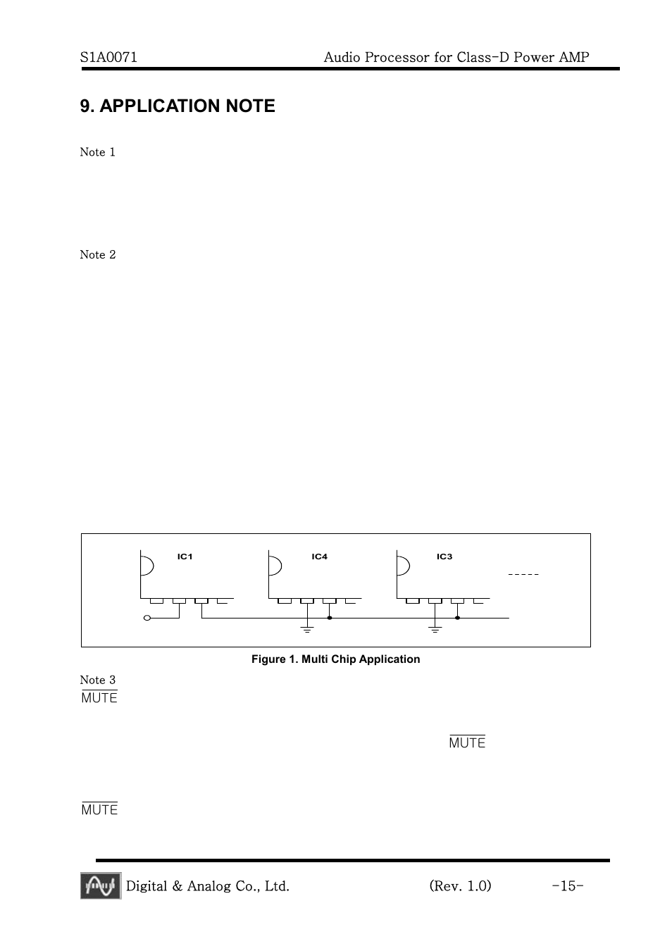 Digital & analog co., ltd. (rev. 1.0) -15, Muτε | Calyx S1A0071 - Audio Processor for Class-D Power AMP User Manual | Page 15 / 20