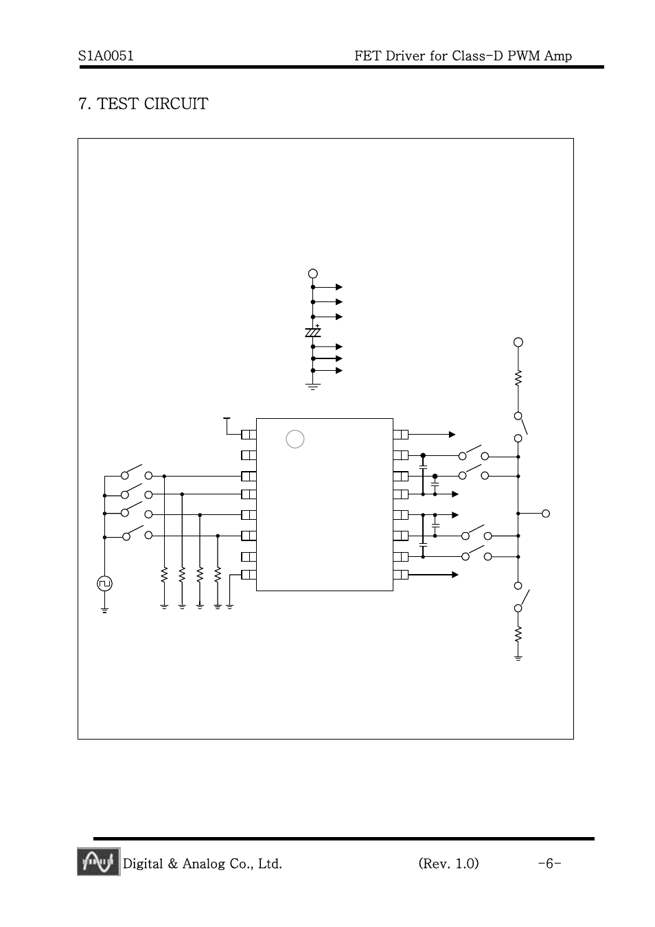 Test circuit, Digital & analog co., ltd. (rev. 1.0) -6 | Calyx S1A0051 - FET Driver for Class-D PWM Amp User Manual | Page 6 / 8