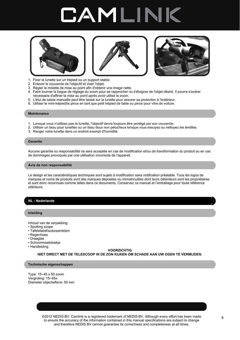 Camlink CSP50 Spotting Scope User Manual | Page 6 / 20